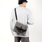 Bolsa Masculina BP 230 Tiracolo em Lona e Couro. Crossbody Casual BAGYPACK