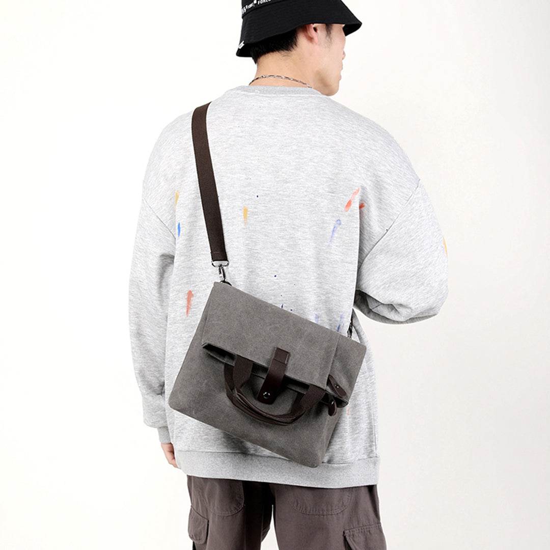 Bolsa Masculina BP 230 Tiracolo em Lona e Couro. Crossbody Casual BAGYPACK