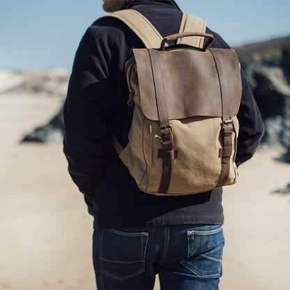 Mochila BP 113, Lona+Couro, espaçosa e confortável, ideal para o trabalho, faculdade e viagens.