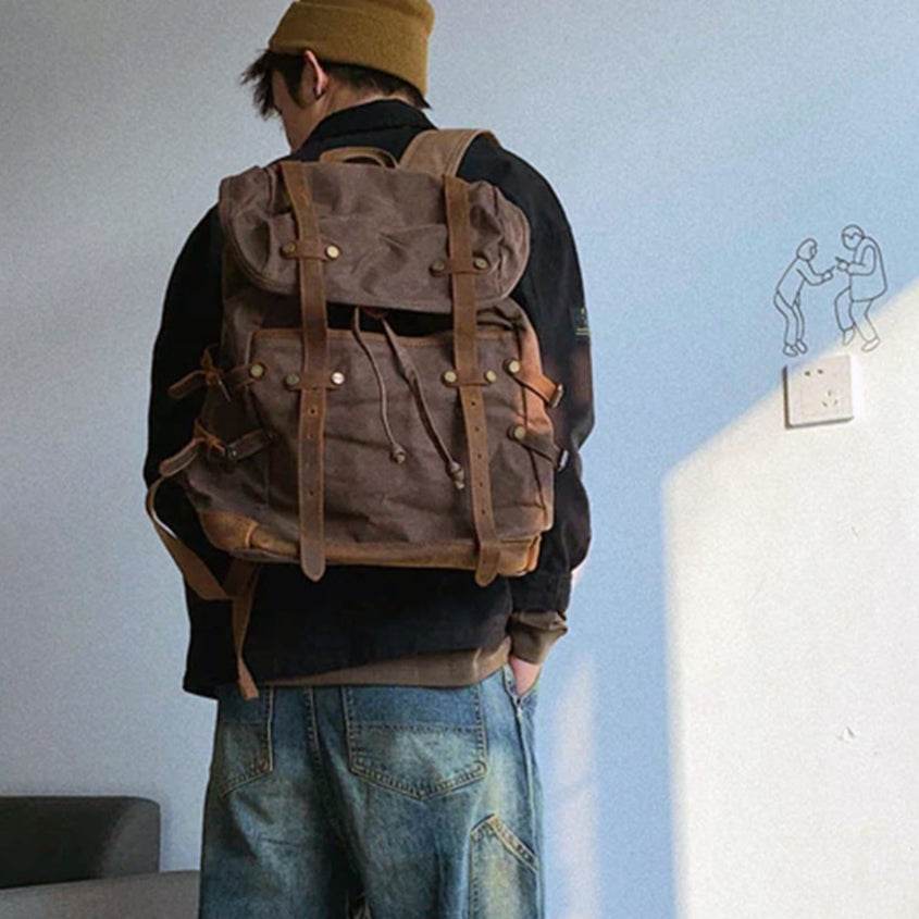 Mochila Notebook BP 114 15.6" em Lona e Couro. Casual-Chique BAGYPACK