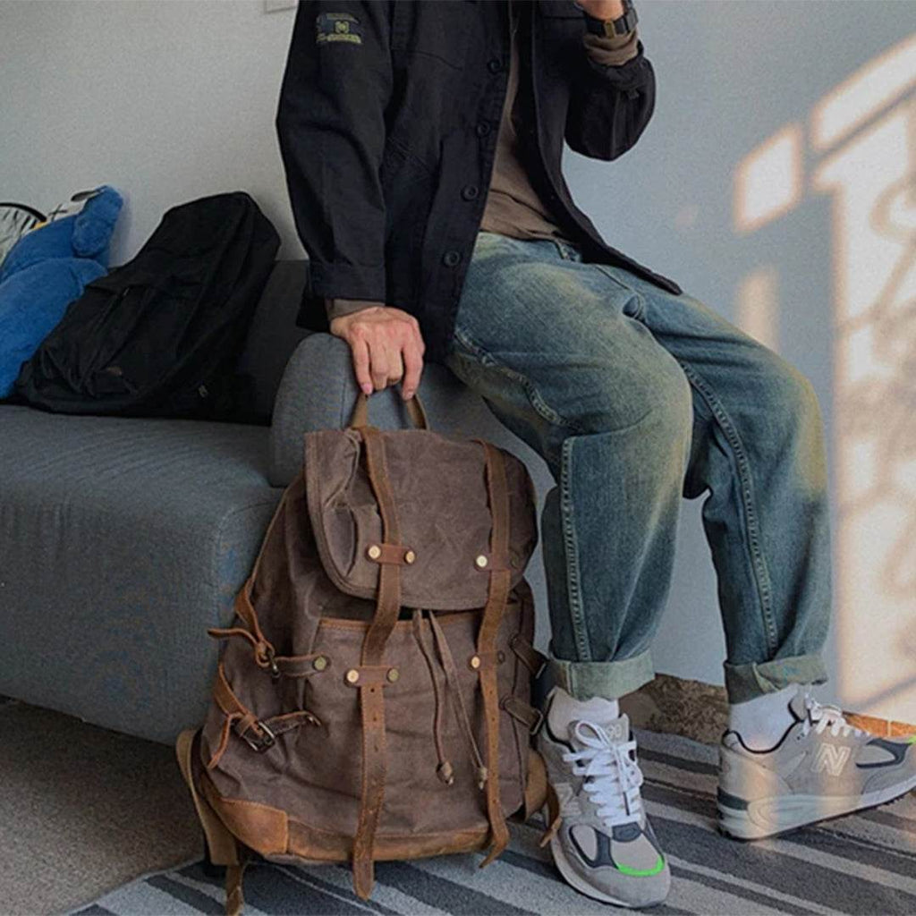 Mochila Notebook BP 114 15.6" em Lona e Couro. Casual-Chique BAGYPACK
