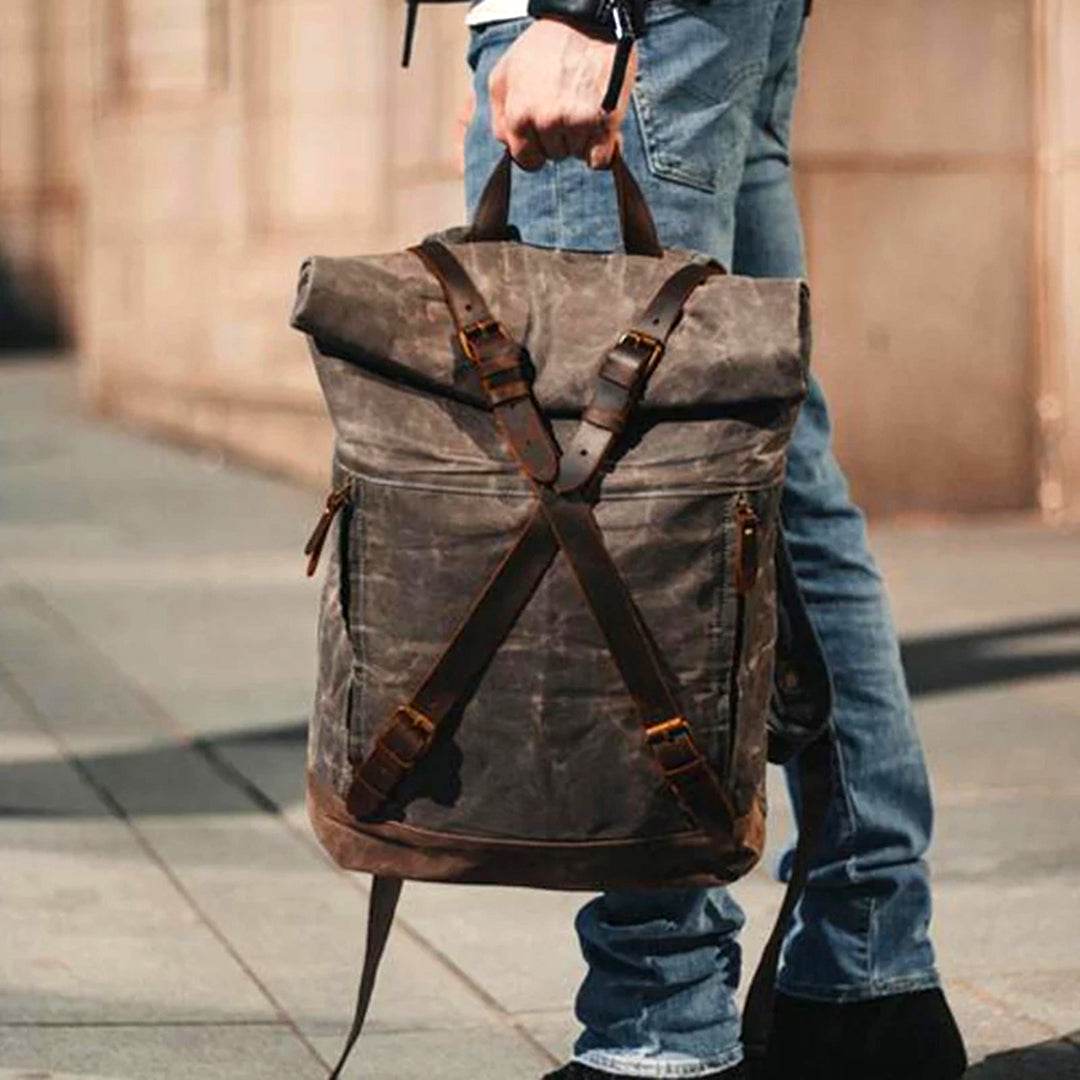 Mochila BP 115 Notebook 15.6" Roll-Top em Lona Couro BAGYPACK