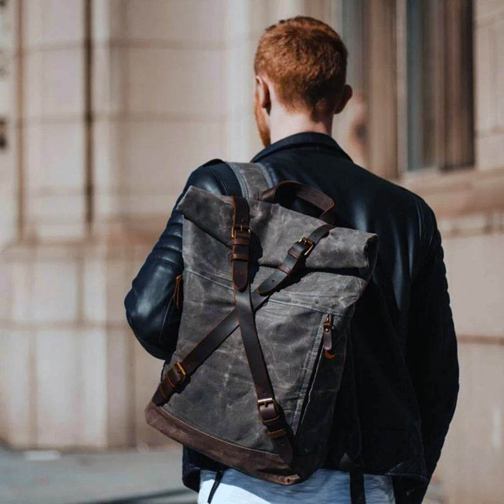 Mochila BP 115 Notebook 15.6" Roll-Top em Lona Couro BAGYPACK