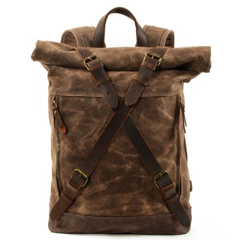 Mochila BP 115 Notebook 15.6" Roll-Top em Lona Couro BAGYPACK