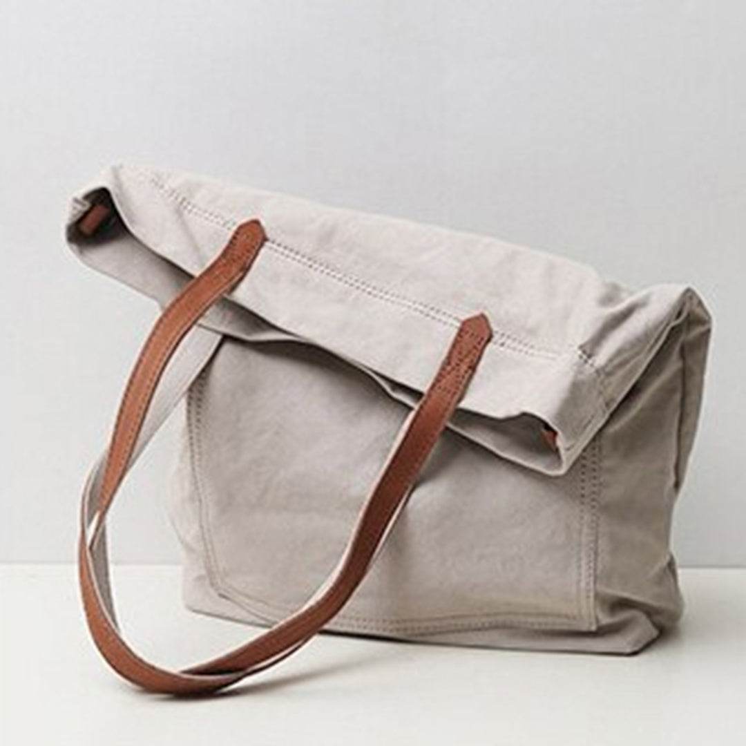 Tote Bag BP 204 em Lona e Couro. Bolsa Ombro Espaçosa BAGYPACK