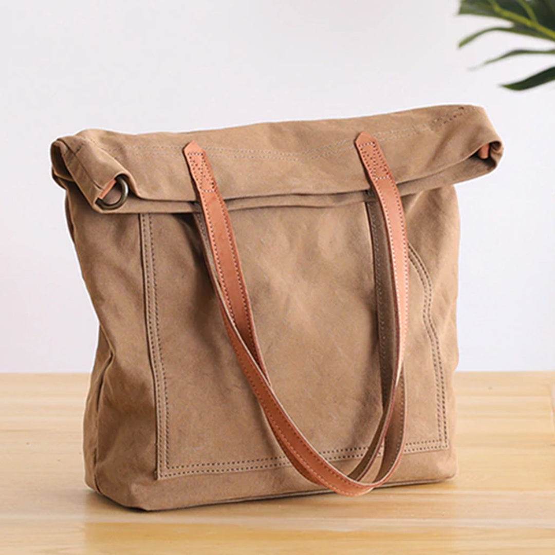 Tote Bag BP 204 em Lona e Couro. Bolsa Ombro Espaçosa BAGYPACK